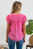 RENEE V-NECK PETAL TASSEL SLEEVE BLOUSE