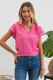 RENEE V-NECK PETAL TASSEL SLEEVE BLOUSE