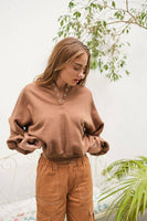 Melissa Snap Button Sweatshirt BROWN