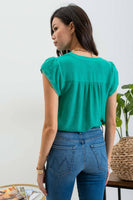 RENEE V-NECK PETAL TASSEL SLEEVE BLOUSE
