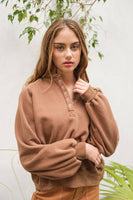 Melissa Snap Button Sweatshirt BROWN