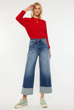 Kancan Wide Leg Cuffed Jeans