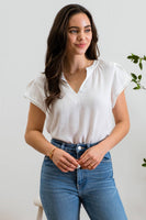 RENEE V-NECK PETAL TASSEL SLEEVE BLOUSE