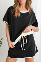 Tammy Colorblock Drop Shoulder Shirt & Skirt Set