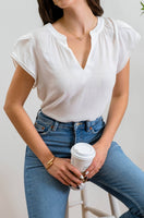 RENEE V-NECK PETAL TASSEL SLEEVE BLOUSE