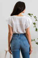 RENEE V-NECK PETAL TASSEL SLEEVE BLOUSE