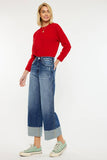 Kancan Wide Leg Cuffed Jeans