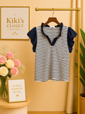 Striped Ruffle Polo