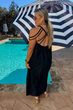 Sun Goddess Strappy Black Dress
