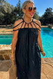 Sun Goddess Strappy Black Dress