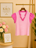 Striped Ruffle Polo