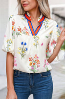 D'Ann Boho Floral Print V Neck Blouse