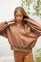 Melissa Snap Button Sweatshirt BROWN
