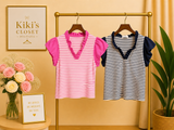 Striped Ruffle Polo