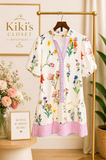 Kaylee Boho Striped Floral Print Short Sleeve Mini Dress