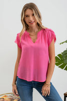 RENEE V-NECK PETAL TASSEL SLEEVE BLOUSE