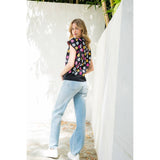 Short Sleeve Flower Print Sweater