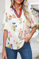 D'Ann Boho Floral Print V Neck Blouse