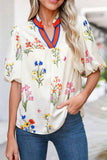 D'Ann Boho Floral Print V Neck Blouse
