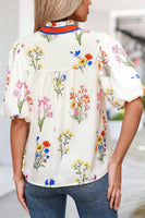 D'Ann Boho Floral Print V Neck Blouse