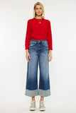 Kancan Wide Leg Cuffed Jeans