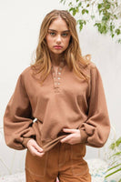 Melissa Snap Button Sweatshirt BROWN