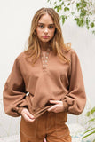 Melissa Snap Button Sweatshirt BROWN