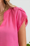 RENEE V-NECK PETAL TASSEL SLEEVE BLOUSE