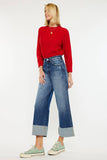 Kancan Wide Leg Cuffed Jeans