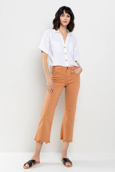MID RISE STRAIGHT IN PHEASANT WITH FRAYED HEM - PHEASANT